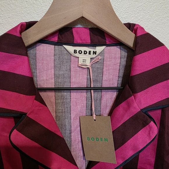 Boden Fuchsia and Maroon Striped Pajama Set - Picture 8 of 9